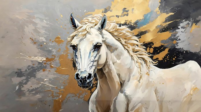 Obraz Biały koń sztuka współczesna