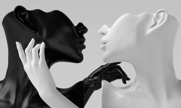 Obraz Kobiece manekiny czarno-białe rzeźby