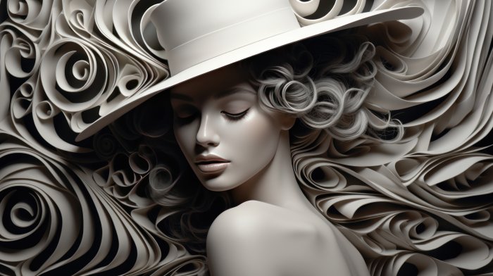 Obraz Piękna dziewczyna w kapeluszu 3d