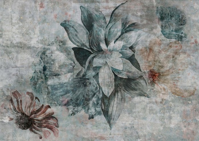 Obraz Ściana vintage z kwiatami