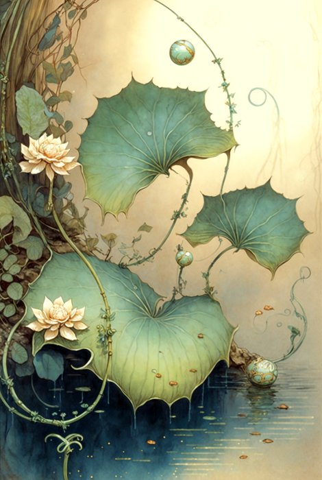 Obraz Duże zielone liście lilii wodnych