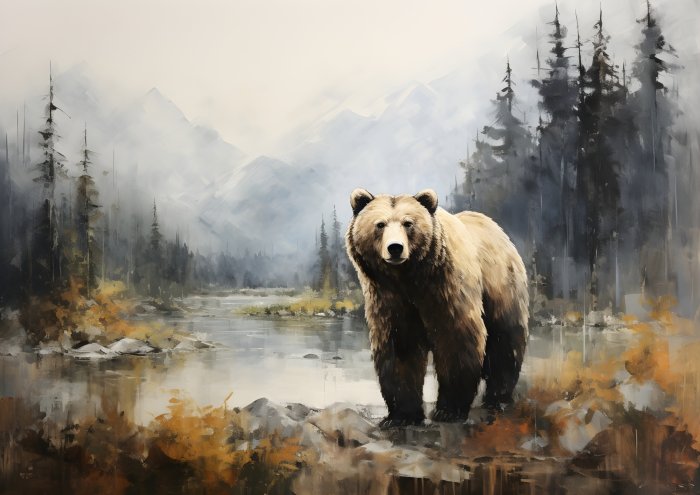 Obraz Niedźwiedź nad rzeką