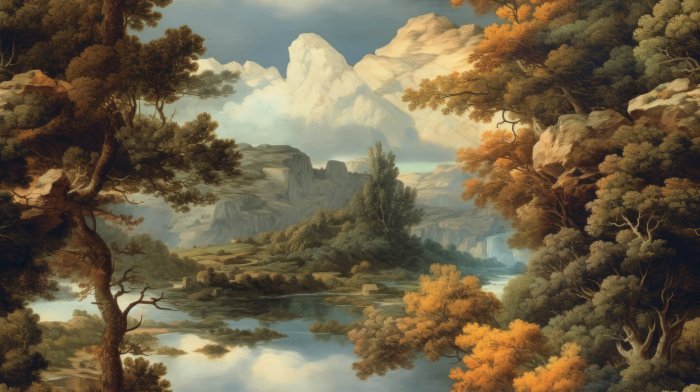 Obraz Klastyczny krajobraz lasów gór i jezior
