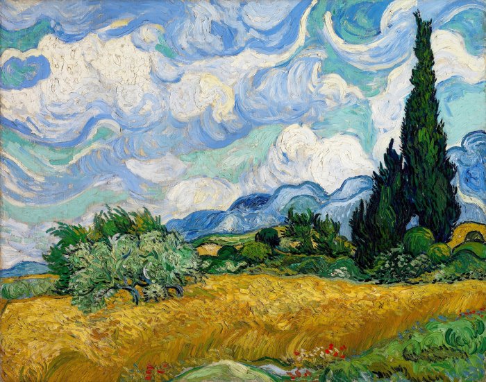 Obraz Pole pszenicy z cyprysami Vincent Van Gogh