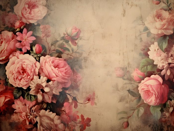 Obraz Róże i piwonie na jasnym tle retro vintage