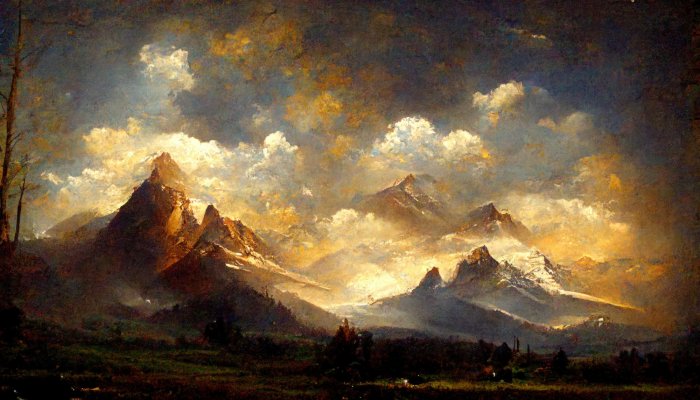 Obraz Majestatyczne góry w ciemnych chmurach