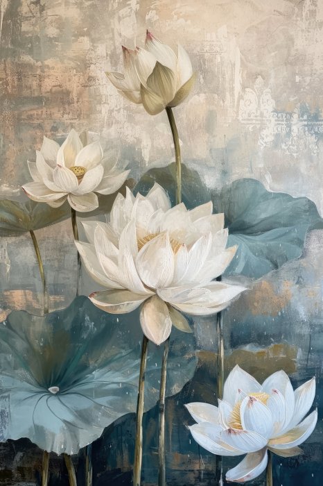 Obraz Kwiat lotosy w stylu vintage
