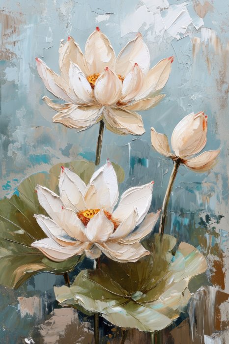 Obraz Kwiat lotosu malowany vintage