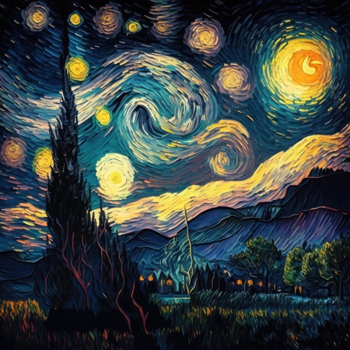 Obraz Gwieździsta noc w stylu van Gogh