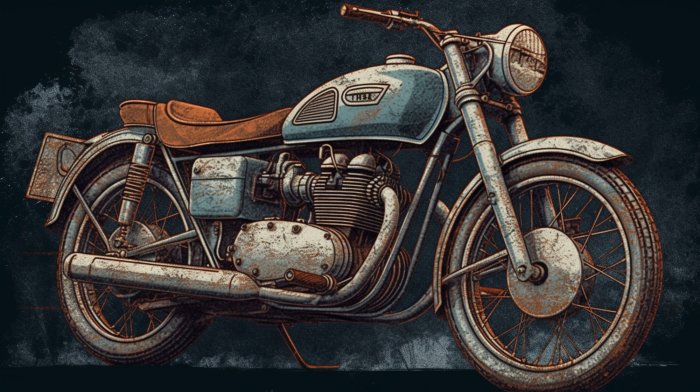 Obraz Motocykl w stylu retro na ciemnym tle