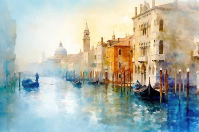 Obraz Wenecja pejzaż z gondolami