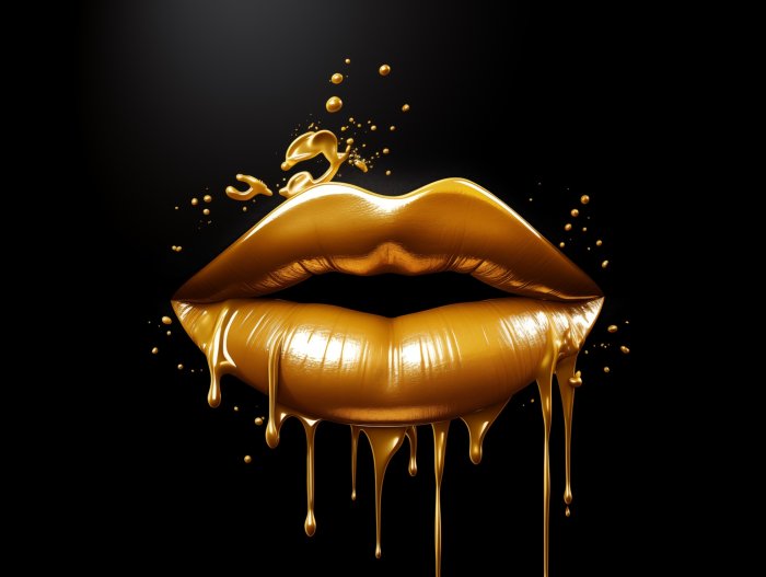 Obraz Usta w złotej farbie