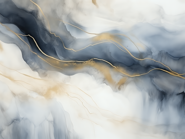 Obraz Abstrakca ze złotymi liniami i szara ciemna fala