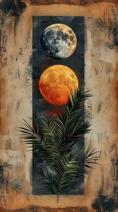 Obraz Malowane palmy w świetle księżyca