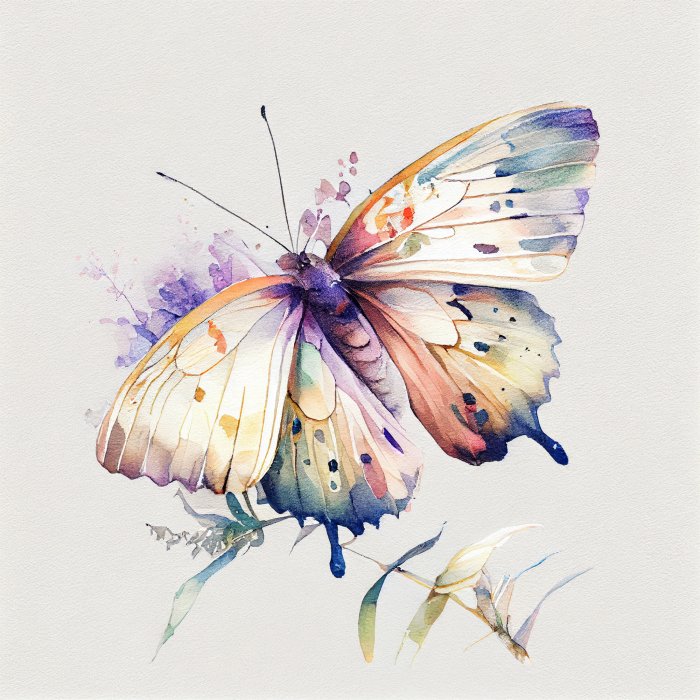 Obraz Akwarela z kolorowym motylem