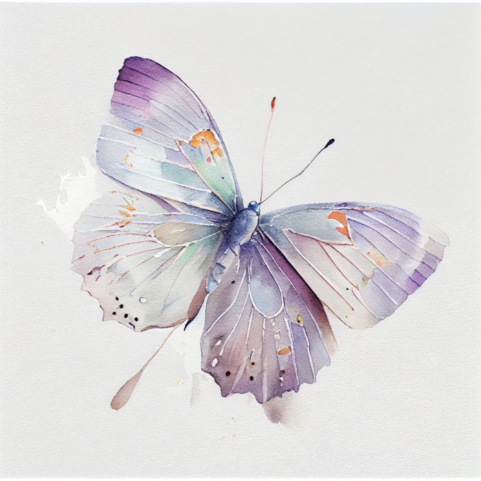 Obraz Akwarela z fioletowym motylem