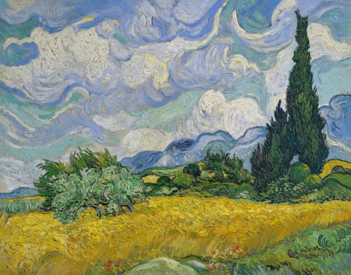 Obraz Pole pszenicy z cyprysami  Vincent van Gogh 1889