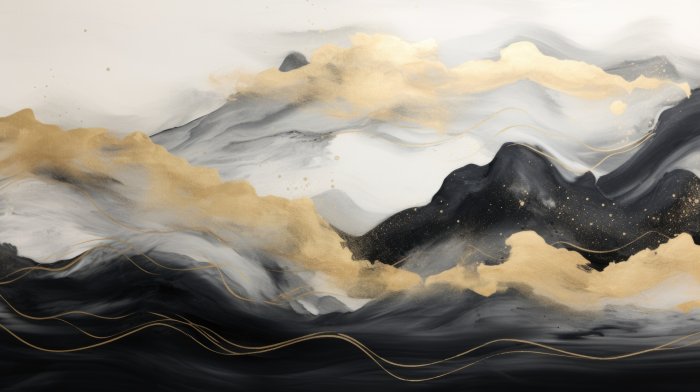 Obraz Abstrakcyjny krajobraz gór w stylu chińskiego malarstwa
