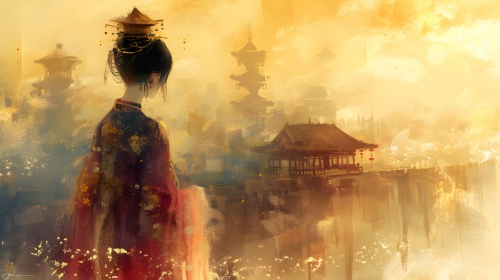 Obraz Piękna dziewczyna w tradycyjnym chińskim stroju