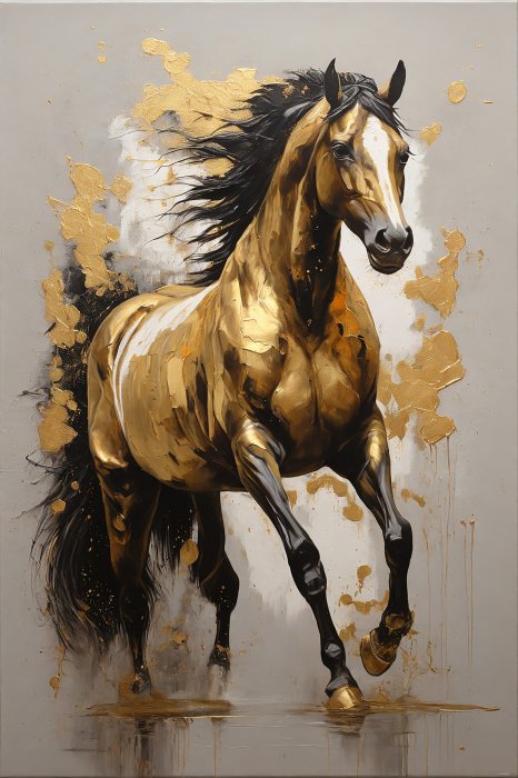 Obraz Złoty koń z czarną grzywą