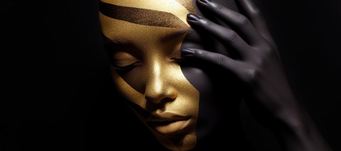 Obraz Kobieta ze złotą twarzą