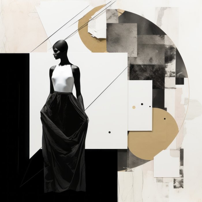 Obraz Abstrakcja kobieta na tle geometrycznych kształtów