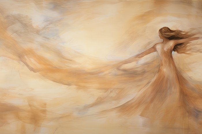 Obraz Tańcząca kobieta w beżach