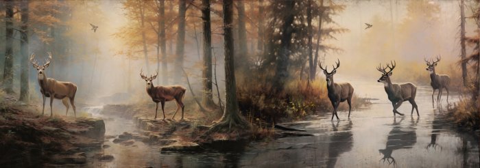 Obraz Rzeka z jeleniami