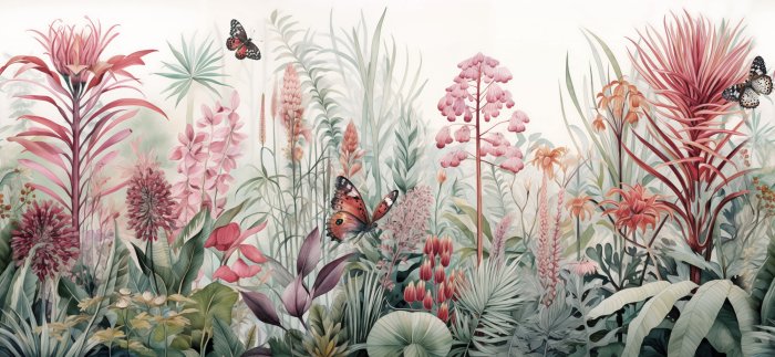 Obraz Kwitnąca łąka z motylami
