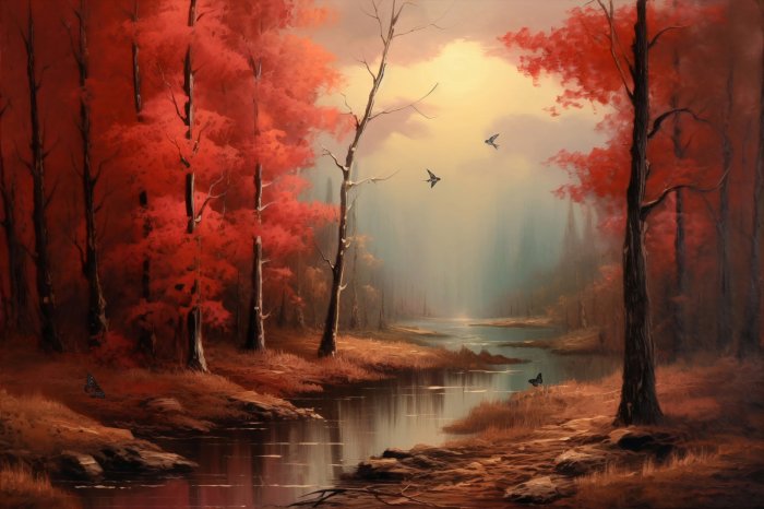 Obraz Czerwona jesień w lesie