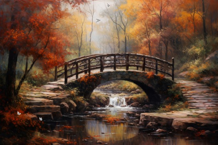 Obraz Stary most jesienią w parku