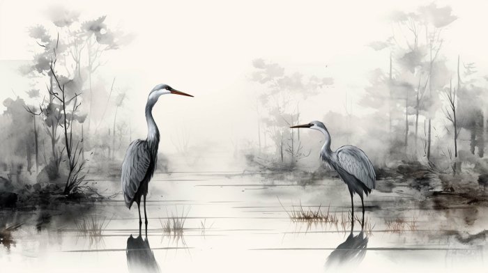 Obraz Dwie czaple w jeziorze