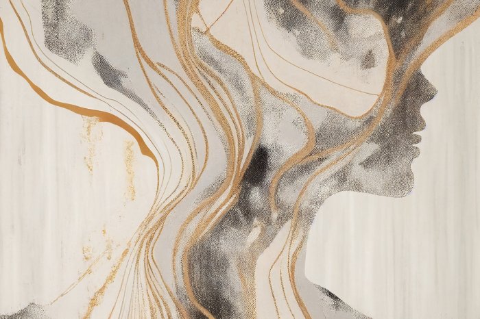 Obraz Nowoczesny portret kobiety z jasnymi włosami