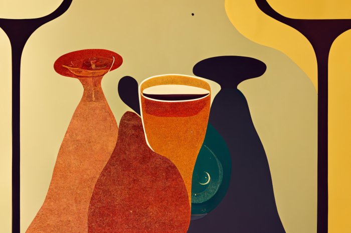 Obraz Abstrakcyjne kubki z kawą i herbatą