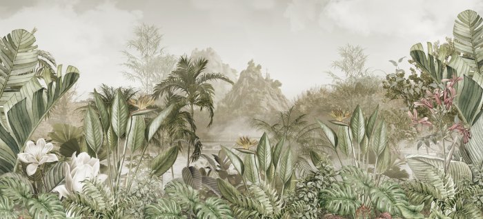 Obraz Tropikalna roślinność i góry