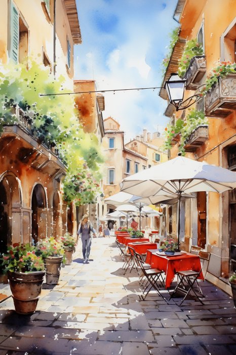 Obraz Uliczka z kawiarniami