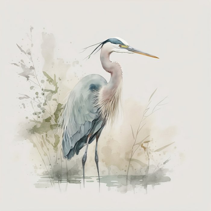 Obraz Czapla modra w pastelach