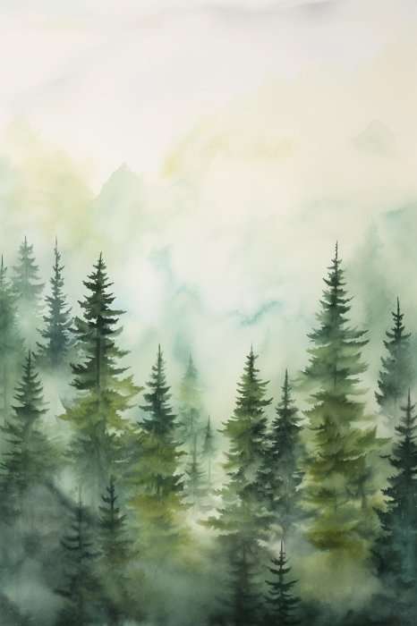 Obraz Zielony mglisty las