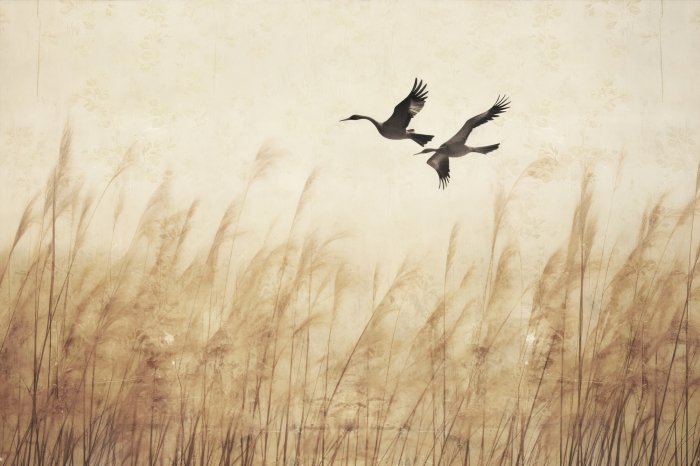 Obraz Ptaki nad trawami