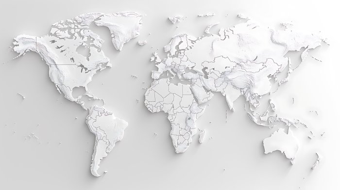 Obraz Biała mapa świata 3D